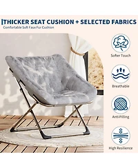 gaomon Set of 2 Comfy Folding Chairs for Adults - Soft Faux Fur Lounge Chair for Living Room, Bedroom or Dorm, Flexible Reading Chair for Teens