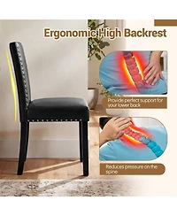 Sugift Set of 2 Dining Chairs with Solid Rubber and Wood Legs