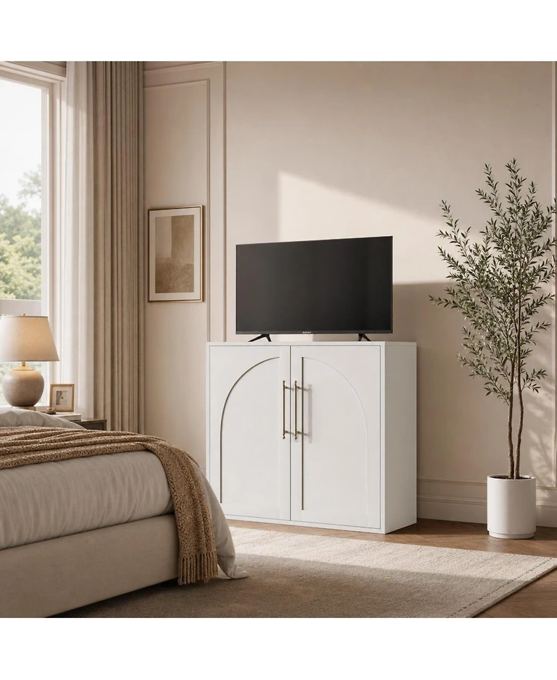 homfan Arched Sideboard Cabinet 2 Adjustable Shelves and Anti-Tip Kit, Farmhouse Storage Buffet for Living Room, Kitchen or Bedroom