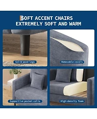 homfan 52" Loveseat - Fabric Sofa with Tool-Free Setup, 2 Throw Pillows, All-Wood Frame for Bedroom or Living Room