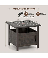 Sugift 22 in Pe Wicker Patio Side Table with 1.93 in Umbrella Hole
