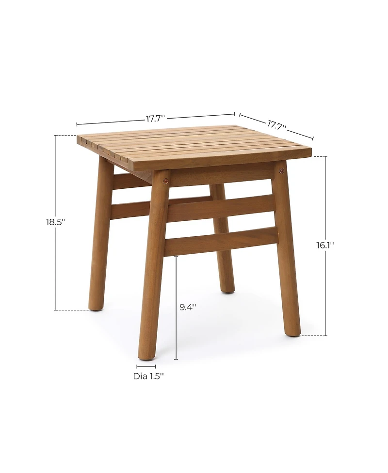 LuxenHome 18.5" Square Outdoor Side Tables for Patio, Acacia Wood Outdoor End Table with Slatted Top, Wooden Patio Table for Balcony, Patio, Porch