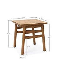 LuxenHome 18.5" Square Outdoor Side Tables for Patio, Acacia Wood Outdoor End Table with Slatted Top, Wooden Patio Table for Balcony, Patio, Porch