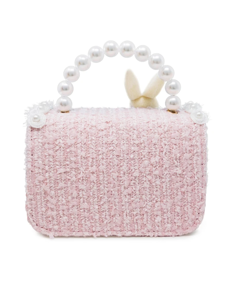 Puttisu Bunny Royale Kids Tweed Handbag with Pearl Handle