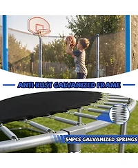 Zeny Classic 10Feet Straight Pole Trampoline with Basketball Hoop and Ladder
