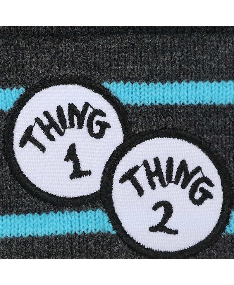 Dr. Seuss Thing 1 and Thing 2 Toddler Cuffed Pom Beanie and Gloves Set