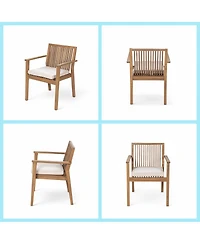Asagikoiai 7-Piece Outdoor Patio Dining Set with Acacia Wood Table and Dining Chairs