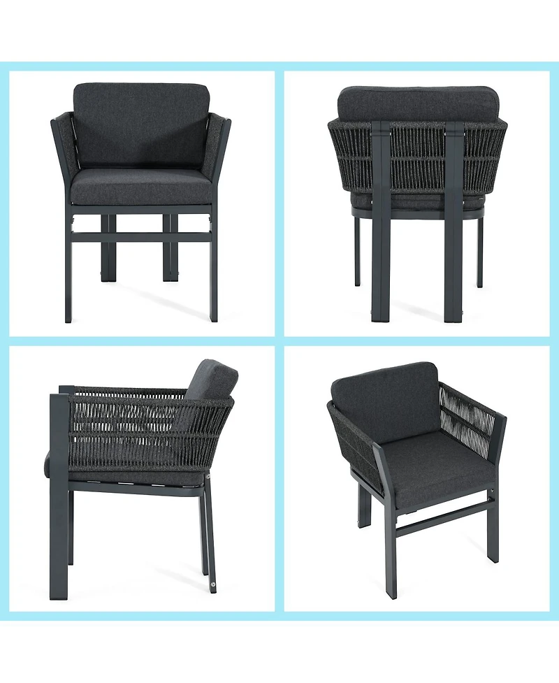Asagikoiai 7-Piece Patio Dining Set with Acacia Wood Table and 6 Aluminum Chairs