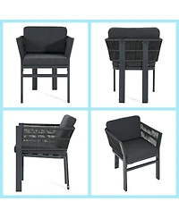 Asagikoiai 7-Piece Patio Dining Set with Acacia Wood Table and 6 Aluminum Chairs