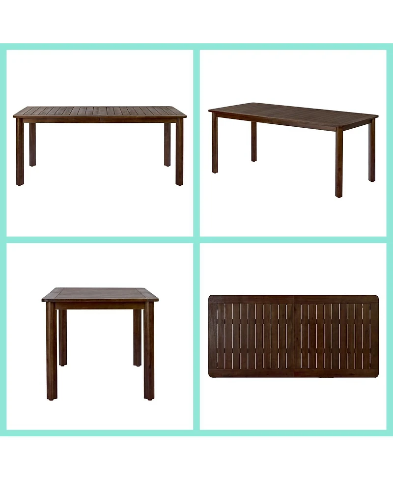 Asagikoiai 7-Piece Acacia Wood Outdoor Dining Set with Cushions and Wicker Chairs