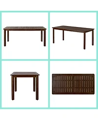Asagikoiai 7-Piece Acacia Wood Outdoor Dining Set with Cushions and Wicker Chairs
