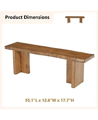 Tribesigns Solid Wood End of Bed Bench for Bedroom, 55 Inch Wooden Entryway Bench, Dining Bench for Entrance, Entryway, Hallway, Indoor
