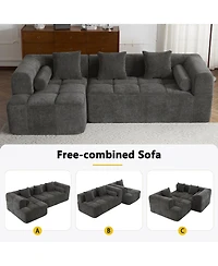 Clihome Combined Sofa Sectional Sofa with Deep Seating and Side Pockets