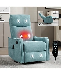 Clihome Heat Massage Manual Recliner Chair with Rocker and Swivel Fabric for Living Room