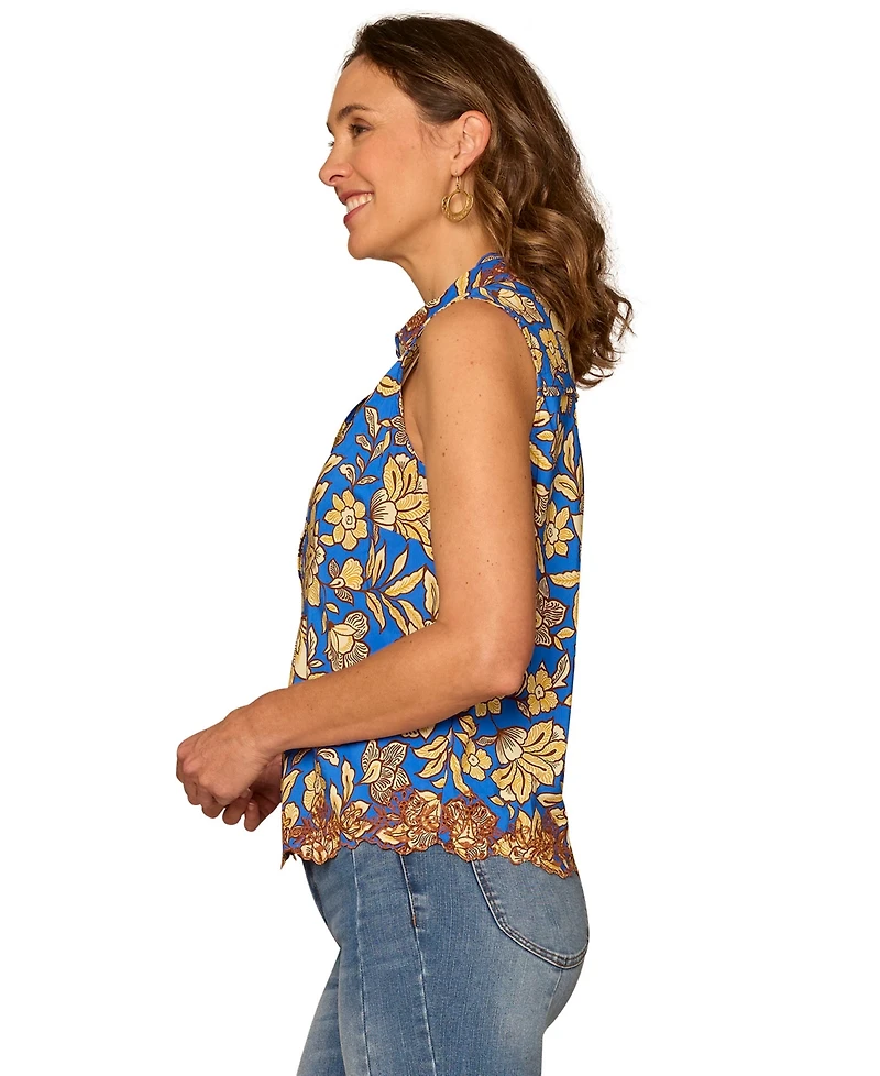 Democracy Petite Embroidered Sleeveless Top