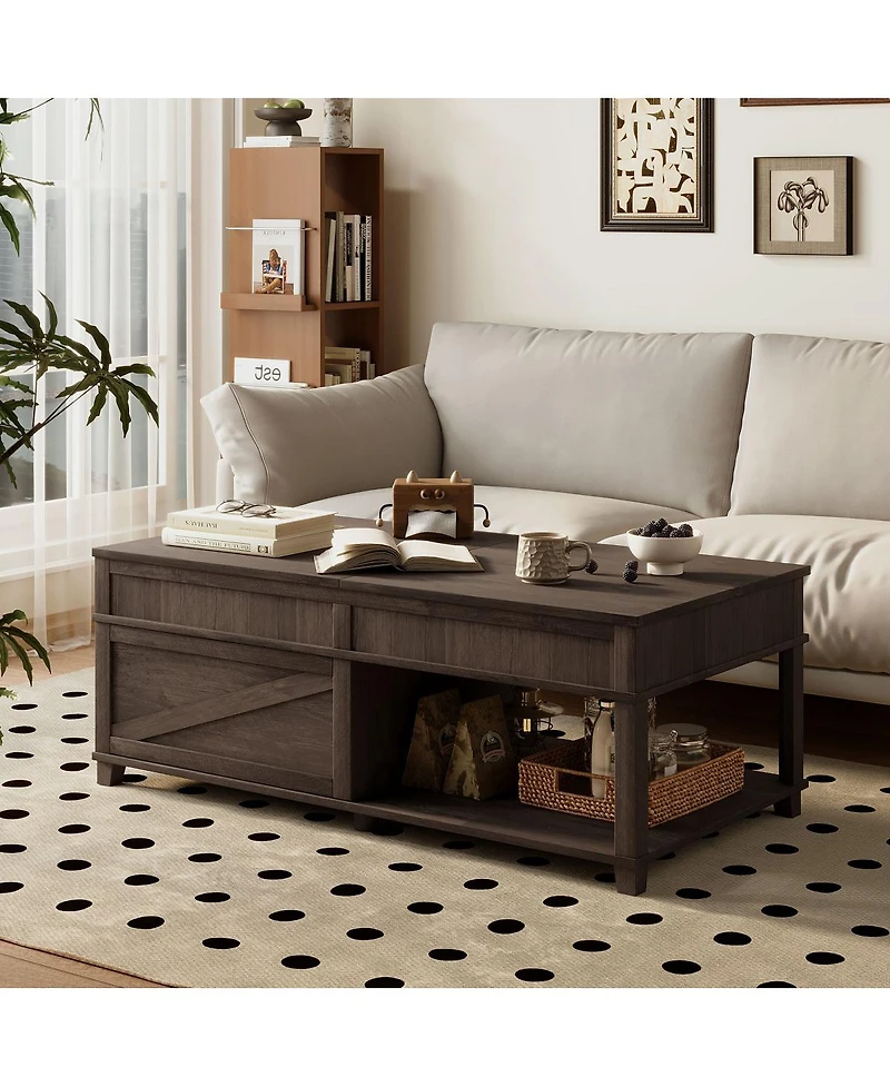 Streamdale Furniture Lift-Top Coffee Table with Hidden Storage and Adjustable Desktop