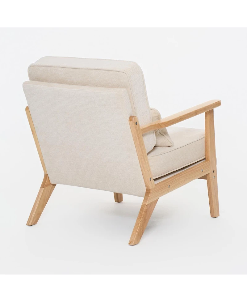 Streamdale Furniture Mid-Century Modern Lounge Chair with Lumbar Pillow and Wood Armrests
