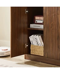 Streamdale Furniture 67'' Modern Wavy 6-Door Sideboard Storage Cabinet