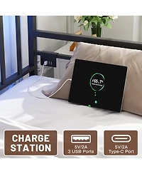 Streamdale Furniture Daybed with Led Lights Charging Station and Trundle