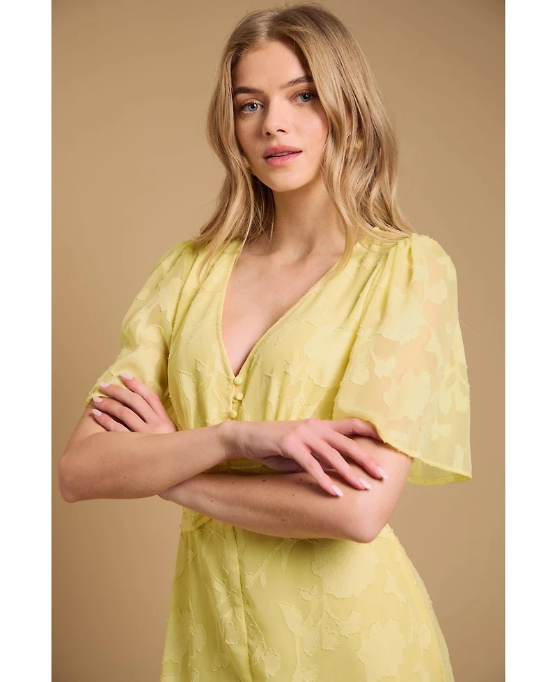 Oasis Women's Button Jacquard Midi Dress