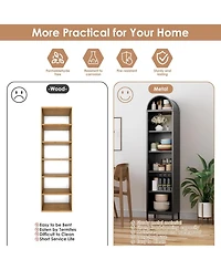 Boyel Living 73'' Narrow Arched Bookshelf, 6-Tier Metal Arch Display Organizer with Adjustable Shelves for Living Room