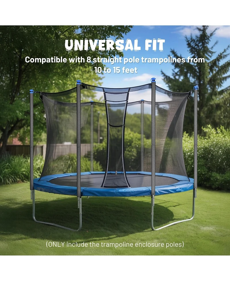 Yescom 15FT Trampoline Enclosure Net and Pole Replacement for 8 Straight Poles Trampoline