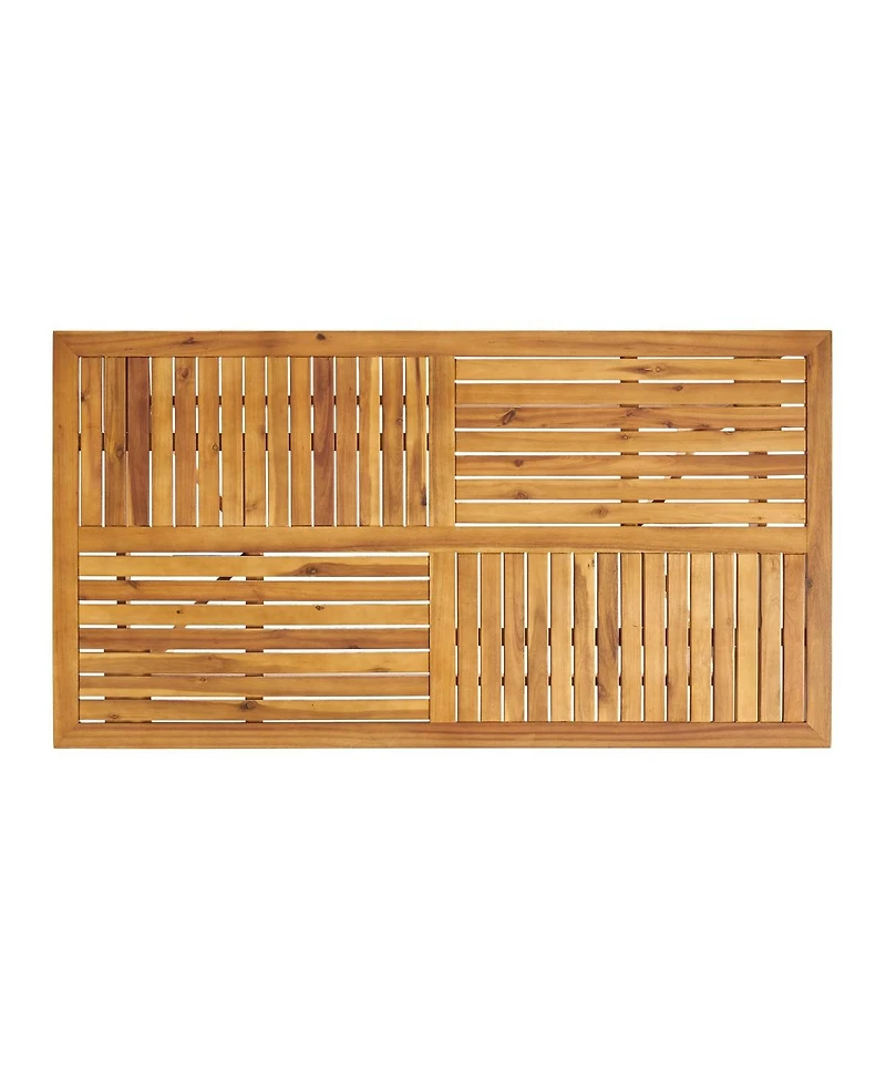 Asagikoiai 7-Piece Acacia Wood Outdoor Dining Set with Curved Legs Table and Slatted Chairs