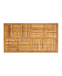 Asagikoiai 7-Piece Acacia Wood Outdoor Dining Set with Curved Legs Table and Slatted Chairs