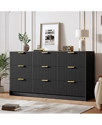 gaomon Fluted 9 Drawers Dresser For Bedroom, 59" Wide Modern Chest of with Metal Handles, Living Room, Entryway, Hallway