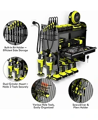 Xdovet Power Tool Organizer Wall Mount Drill Rack Locking Drawers Metal Garage Workshop Storage Gift Men Father