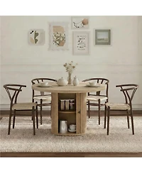 Streamdale Furniture 4-Piece Woven Dining Chair Set with 47.2 inch Round Storage Table