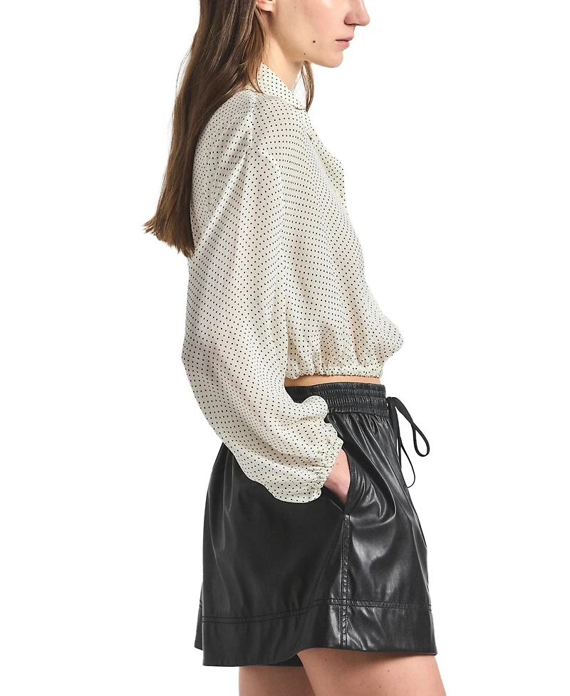 Derek Lam 10 Crosby Women's Emily Baby Dot Print Georgette Tie-Neck Blouse
