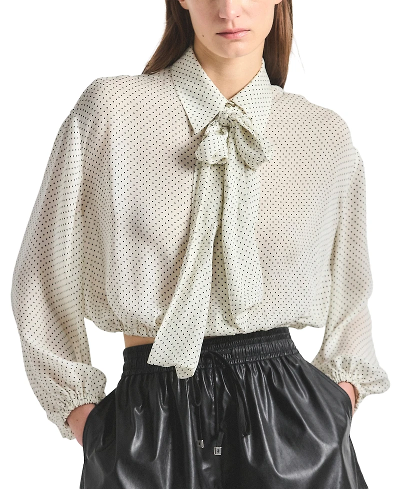 Derek Lam 10 Crosby Women's Emily Baby Dot Print Georgette Tie-Neck Blouse