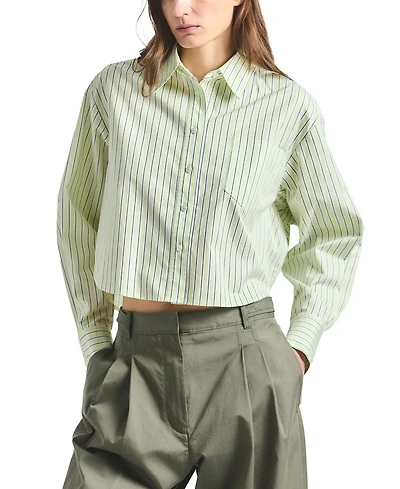 Derek Lam 10 Crosby Women's Evelina Shadow Yarn-Dyed Stripe Boxy Shirt