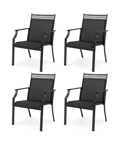 Gymax 4 Piece Patio Chairs with All Weather Breathable Fabric High Backrest