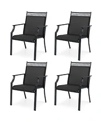 Gymax 4 Piece Patio Chairs with All Weather Breathable Fabric High Backrest