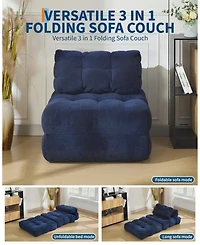 homfan Single Folding Sofa Bed - Sleeper Chair with Floor Lounger and Pillow, Portable Fold Out Couch Bed for Living Room or Ottoman