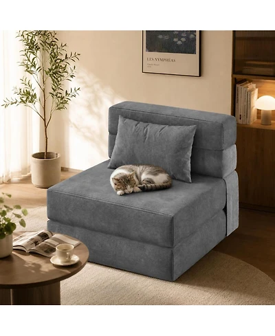 homfan 4-in-1 Folding Sofa Bed - Convertible Sleeper Chair with Pillow, Portable Fold Out Couch Bed for Living Room or Bedroom