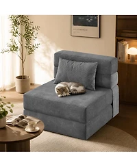 homfan 4-in-1 Folding Sofa Bed - Convertible Sleeper Chair with Pillow, Portable Fold Out Couch Bed for Living Room or Bedroom