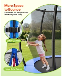 Mecale 8 Feet Outdoor Trampoline with Safety Net and Thickened Pad