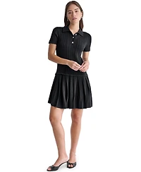 Bcbg Women's Short-Sleeve Pleated Drop-Waist Sweater Dress