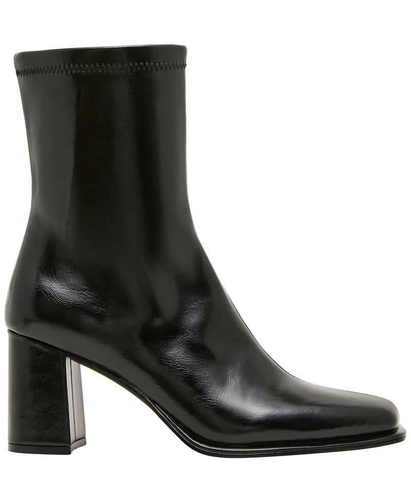 Madden Girl Women's Morning Block Heel Square Toe Sock Booties