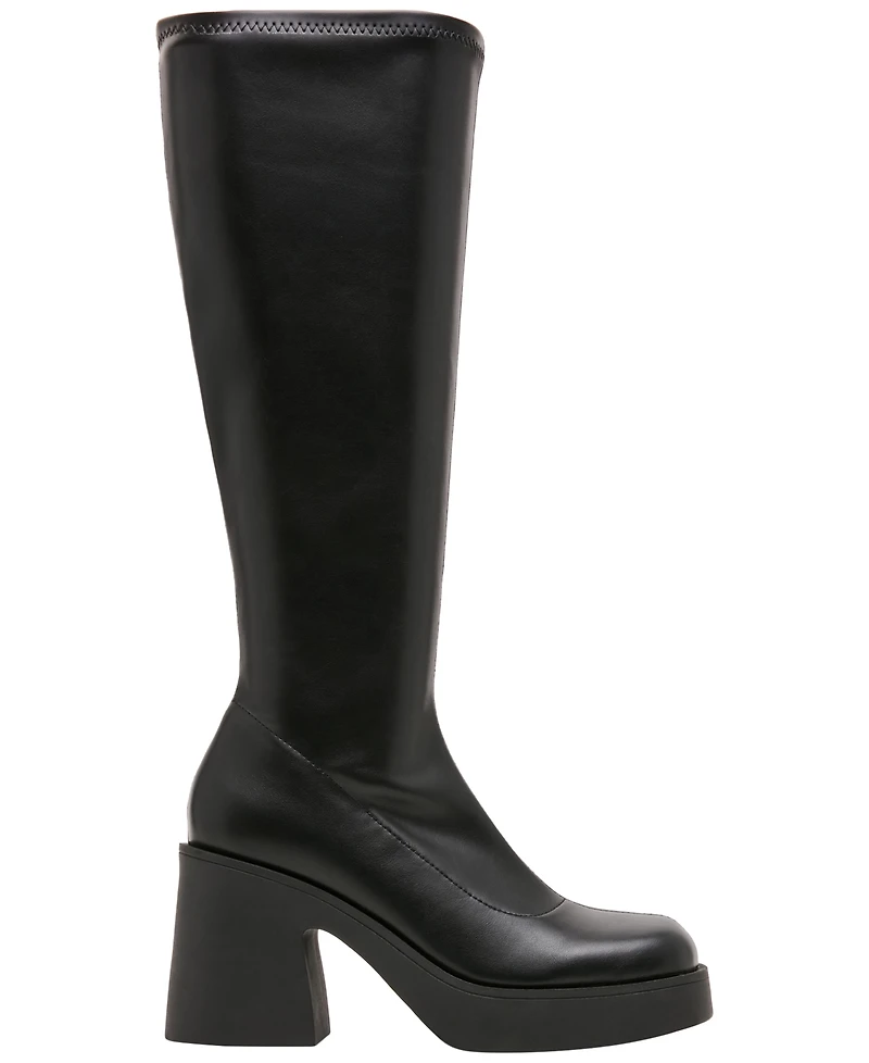 Madden Girl Women's Spy Stretch Knee High Block Heel Boots