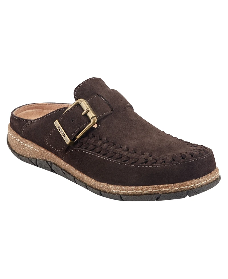 Earth Women's Eileen Woven Suede Footbed Mule Clogs