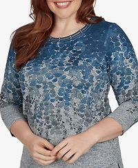 Alfred Dunner Petite Falling Leaves Pocket Knit Top