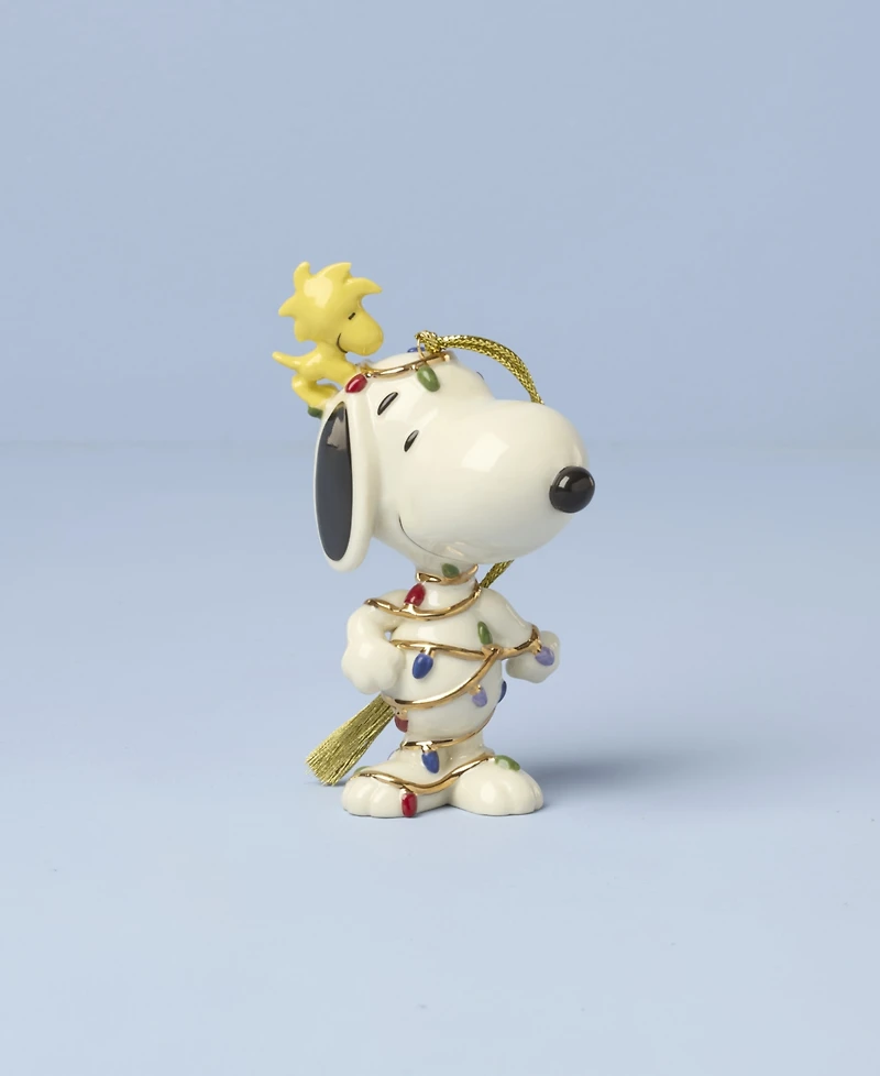 Lenox Snoopy Tangled in Lights Ornament