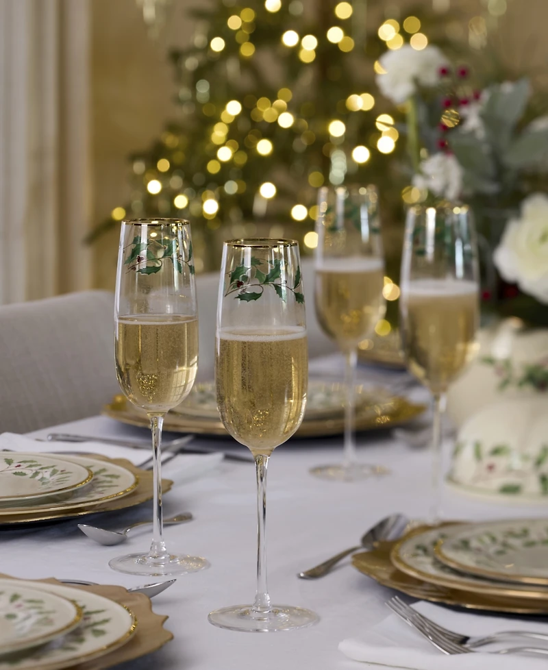 Lenox Holiday Decal Flute Glasses, Set of 4