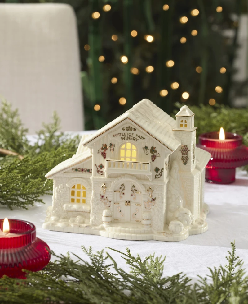 Lenox Mistletoe Park Lit Winery Figurine