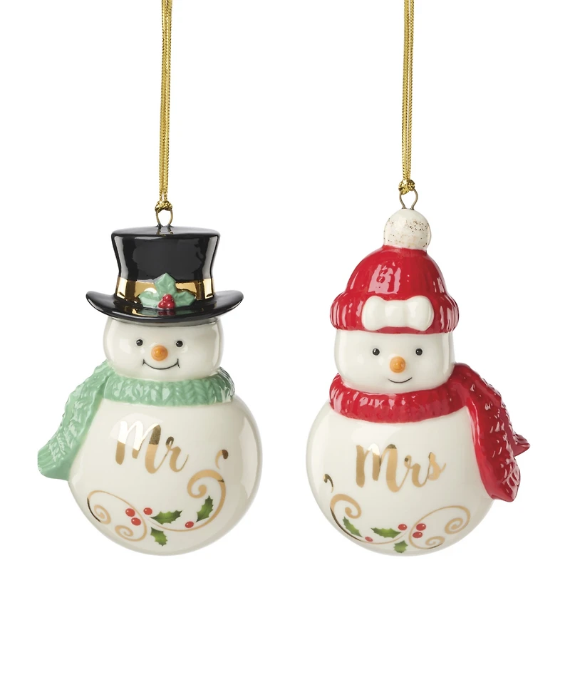 Lenox Mr. & Mrs. Snowman 2-Piece Ornament Set