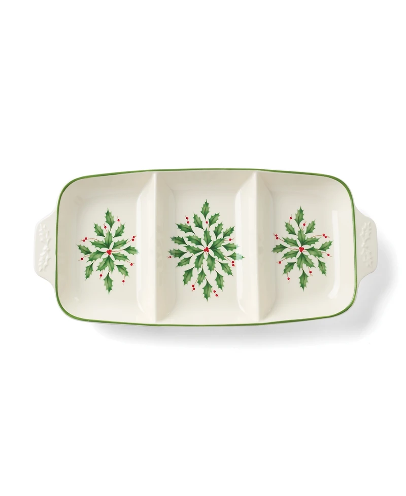 Lenox Holiday Carved Divided Dish
